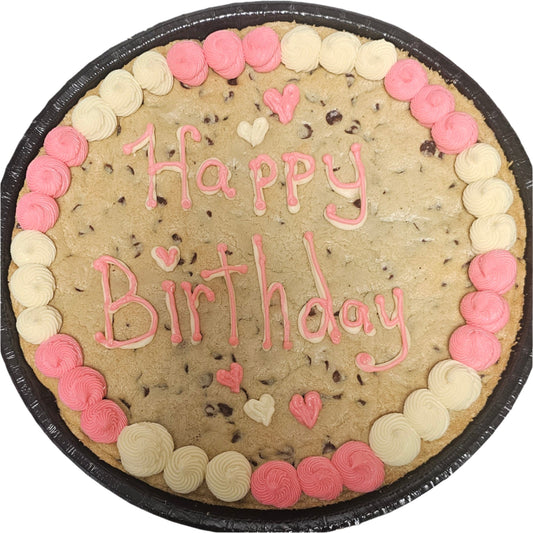 12 in Celebration Cookie Cake Pink & White Customized 24 hr Notice